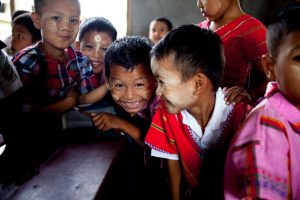 Pupils laughing in Myanmar