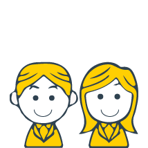 Yellow Drawing of Girl and a Boy Smiling at Us