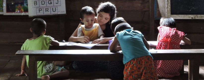 Children in Myanmar studying