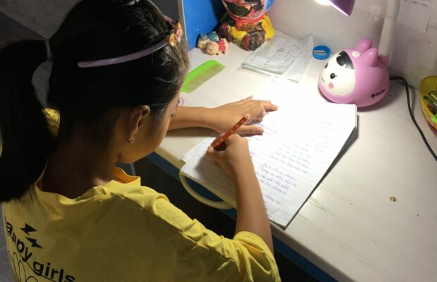 A girl studying in Asia