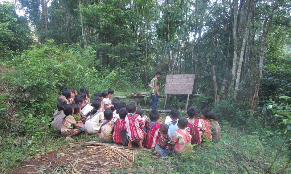 Children attending class in Karen State, Myanmar