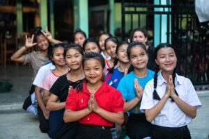 Deaf and intellectually disabled girls from Sisters of Charity of Saint-Jeanne-Antide-Thouret home, Laos 