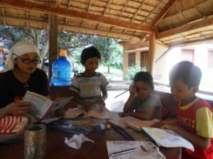 Children learning in Cambodia, 