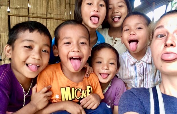 Southeast Asia children selfie