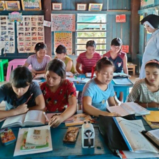 Burmese kids learning