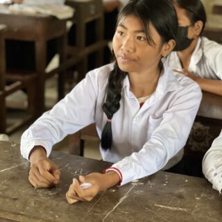 Cambodian girl learning